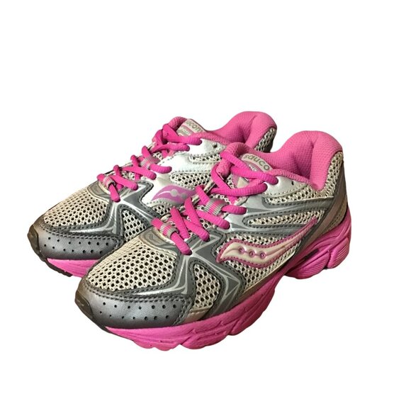 Saucony Sneakers Little Girl Size 12.5 Cohesion 6 LTT Gray Magenta Athletic Shoe - Picture 9 of 10